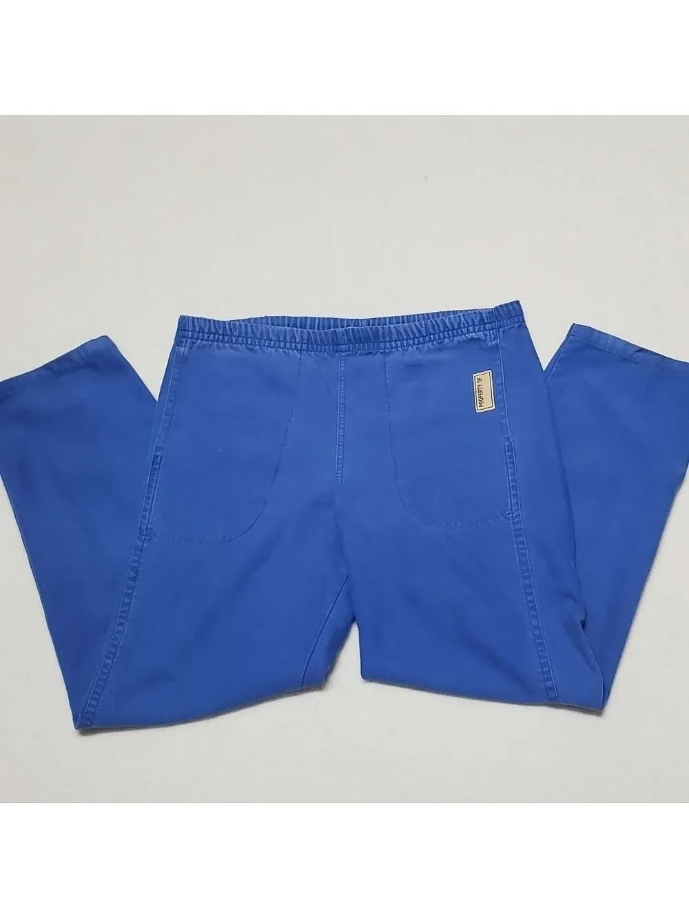 VINTAGE 90s Durable Blue Cotton Mid Rise Tie-Waist Straight Tapered Leg Pants 30